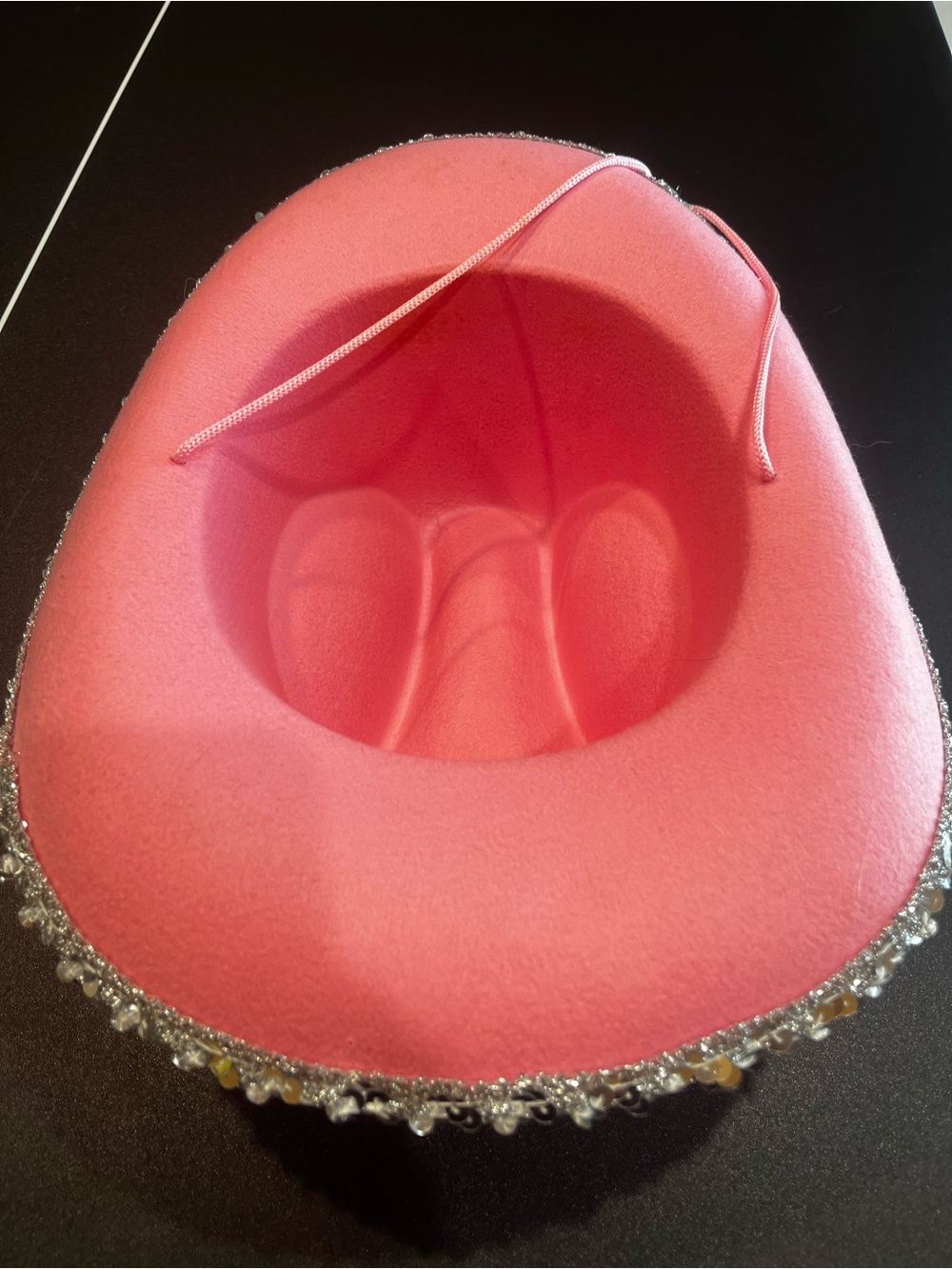 Pink Rhinestone Trim Cowgirl Hat with Silver Tiara Accent - Picture 3 of 3